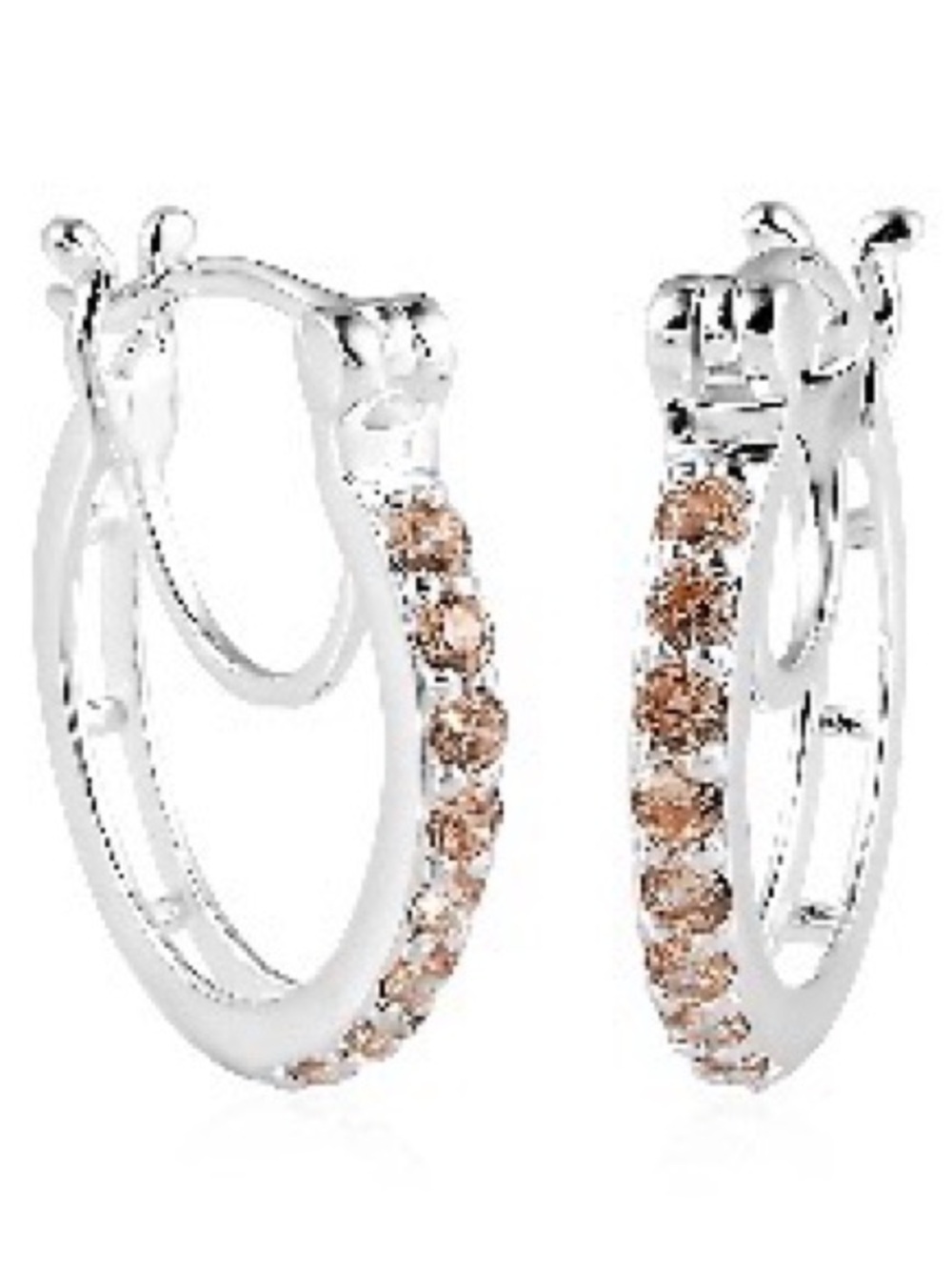 Lovely D’Joy simulated champagne diamond in sterling silver hoops earrings hoop
